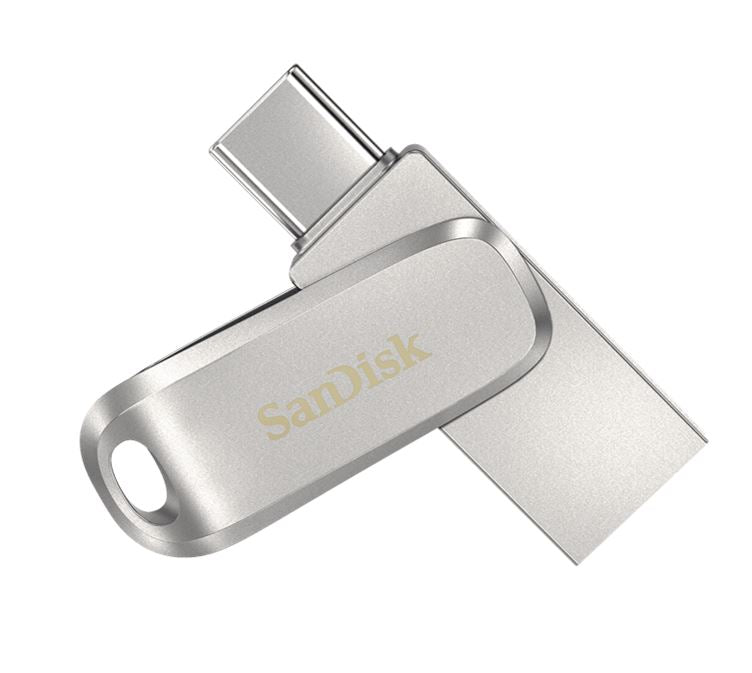 SanDisk 256GB Ultra Dual Drive Luxe USB-C  USB-A Flash Drive Memory Stick 150MB/s USB3.1 Type-C Swivel for Android Smartphones Tablets Macs PCs-0