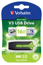 Verbatim 16GB V3 USB3.0 Green Store'n'Go V3; Rectractable USB Storage Drive Memory Stick-0