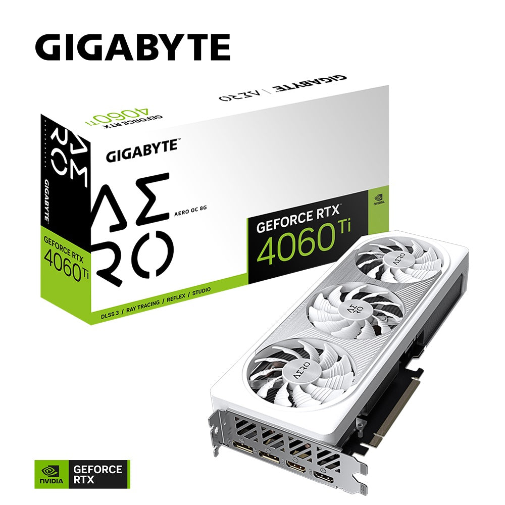 Gigabyte nVidia GeForce RTX 4060 Ti AERO OC 8GD GDDR6 Video Card, PCI-E 4.0, 2580MHz Core Clock, 2x DP 1.4a, 1x HDMI 2.1a-0