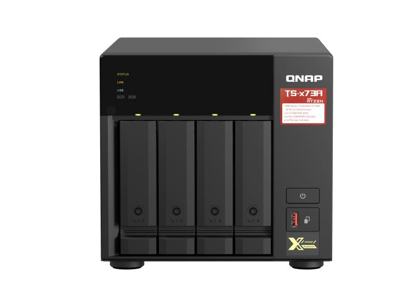 QNAP TS-473A-8G 4 Bay NAS 8G DDR4 AMD V1500B quad-core 2.2 GHz processor 2x M.2 2280 PCIe Gen3 x1 slots Hot-swappable 3xUSB 3.2 3YR WTY-0