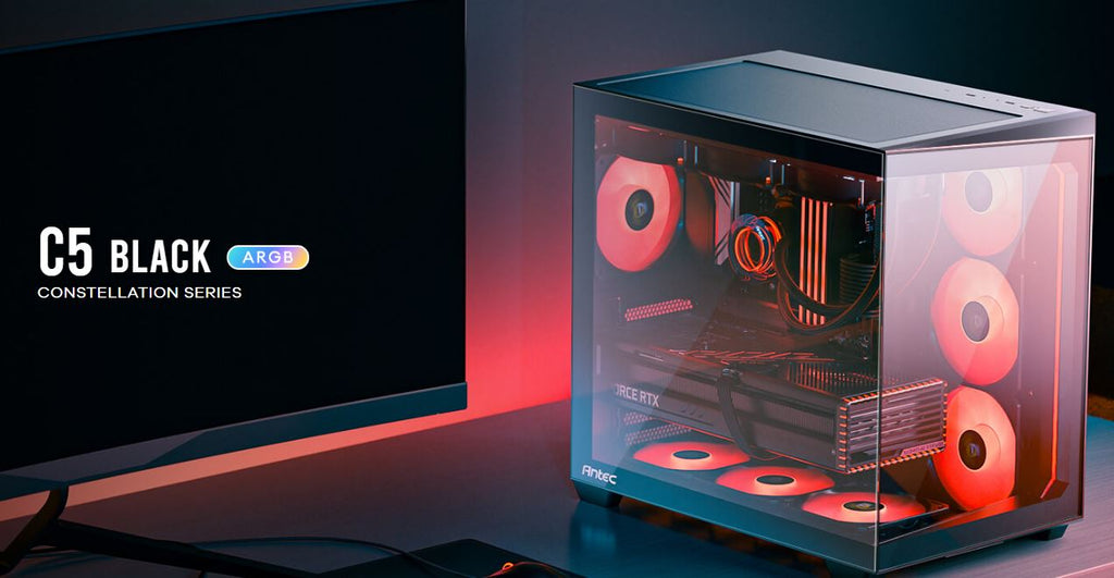 Antec C5 ARGB ATX, mATX Seamless Edge to Edge, Black Gaming Case, 270 degrees, 7x ARGB + PWM Controller, 4090 Back Connect Motherboard, Dual Chamber-0