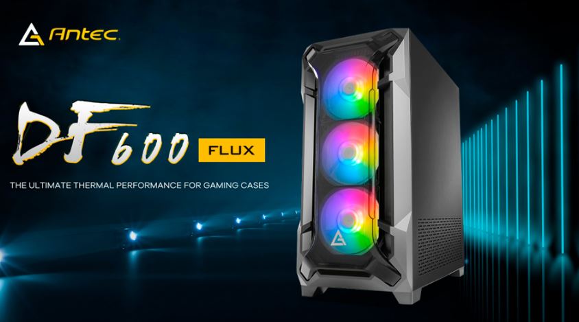 Antec DF600 FLUX ATX,  5 x120mm Fans Included, 3x ARGB  2x PWM + Fan Controller, Tempered Glass Side, 2x USB 3.0 High Airflow Thermal Gaming Case (LS-0