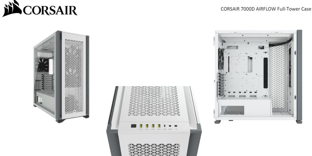 Corsair Obsidian 7000D AF Tempered Glass Mini-ITX, M-ATX, ATX, E-ATX Tower Case, USB 3.1 Type C, 10x 2.5", 6x 3.5" HDD. 3x 140mm Fan included.  White-0