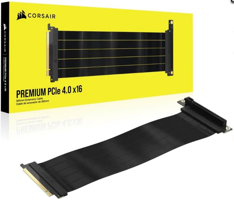 Corsair Premium PCIe 4.0 x16 Extension Cable, 300mm for vertial VGA setup. Ultra Durable. for AMD and Nvidia GPU 7 seris and 40xx Video Cards-0