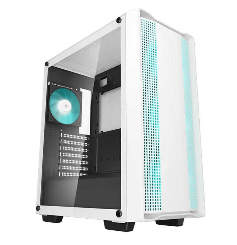 DeepCool CC560 White V2 Mid-Tower Computer Case, Tempered Glass Window, 4x Pre-Installed LED Fans, Top Mesh Panel, Support Up To 6x120mm or 4x140mm-0