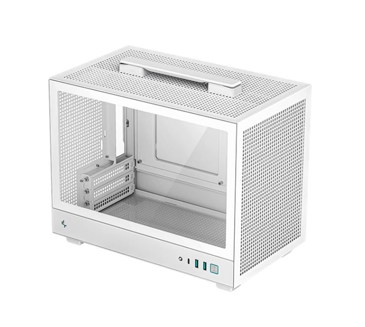 DeepCool CH160-WH Ultra-Portable Mini-ITX Case, Mesh and Glass Panels,Full Sized Air Coole Supportr, Carry handle 336×200×283.5mm-0