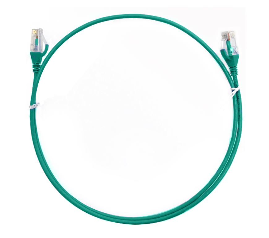 8ware CAT6 Ultra Thin Slim Cable 1m / 100cm - Green Color Premium RJ45 Ethernet Network LAN UTP Patch Cord 26AWG for Data-0