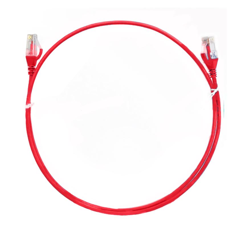 8ware CAT6 Ultra Thin Slim Cable 20m - Red Color Premium RJ45 Ethernet Network LAN UTP Patch Cord 26AWG for Data-0