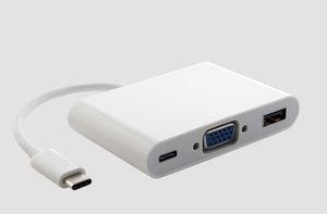 Astrotek Thunderbolt USB 3.1 Type C (USB-C) to VGA + USB + Card Reader Video Adapter Converter Male to Female for Apple Macbook Chromebook Pixel White-0