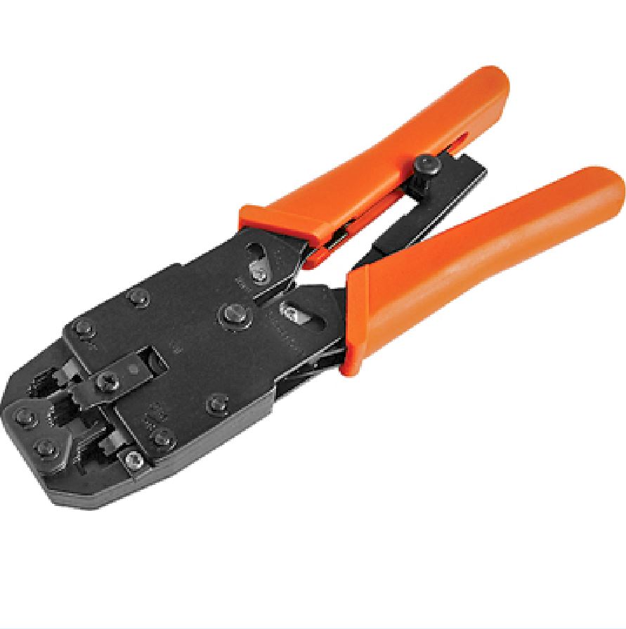 Astrotek 8 pins RJ-45 6 pins RJ-12 4 pins RJ-11 Crimper Cut Strip Crimping Tool Kit with Ratchet Orange Colour Hood RoHS ~CBC-RJ1245-0