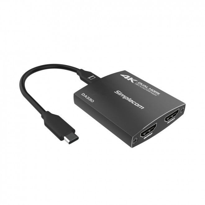 Simplecom DA330 USB-C to Dual HDMI MST Adapter 4K@60Hz with PD and Audio Out-0