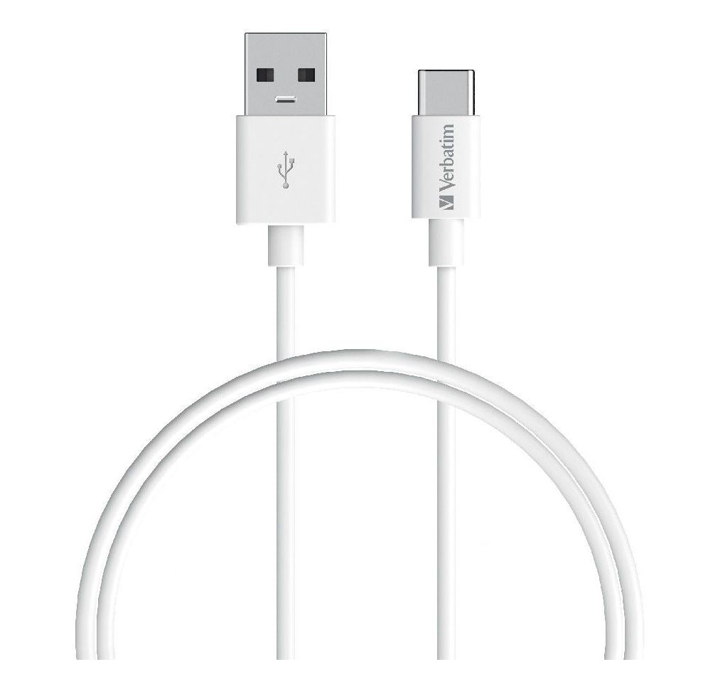 Verbatim Charge  Sync USB-C Cable 1m - White USB C to USB A-0