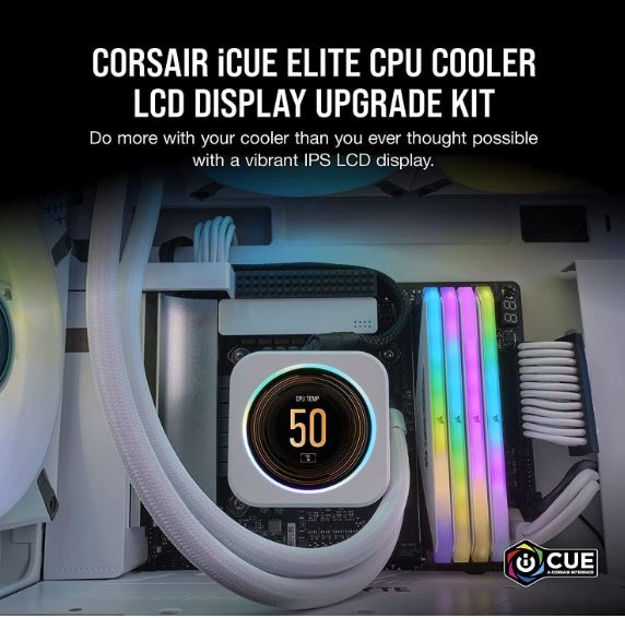 CORSAIR iCUE ELITE CPU Cooler LCD White Display Upgrade Kit transforms your CORSAIR ELITE CAPELLIX CPU cooler into a personalized dashboard-0