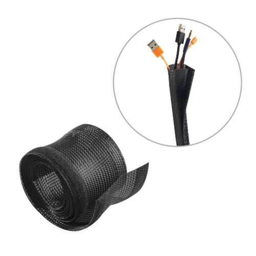 Brateck Flexible Cable Wrap Sleeve with Hook and Loop Fastener (85mm/3.3" Width ) Material Polyester Dimensions 1000x85mm - Black-0