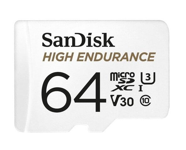 SanDisk High Endurance 64GB microSD 100MB/s 40MB/s 5K hrs 4K UHD C10 U3 V30 -40°C to 85°C Heat Freeze Shock Temperature Water X-ray Proof SD Adapter-0