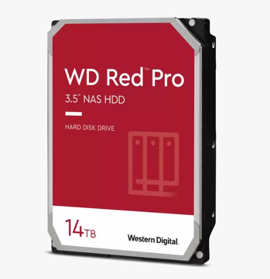 Western Digital WD Red Pro 14TB 3.5" NAS HDD SATA3 7200RPM 512MB Cache 24x7 180TBW ~8-bays NASware 3.0 CMR Tech 5yrs wty ~WD142KFGX-0