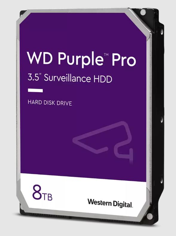 Western Digital WD Purple Pro 8TB 3.5" Surveillance HDD 7200RPM 256MB SATA3 245MB/s 550TBW 24x7 64 Cameras AV NVR DVR 2.5mil MTBF-0