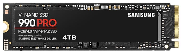 Samsung 990 Pro 4TB Gen4 NVMe SSD 7450MB/s 6900MB/s R/W 1600K/1550K IOPS 2400TBW 1.5M Hrs MTBF for PS5 5yrs Wty-0