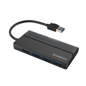 Simplecom CH329 Portable 4 Port USB 3.2 Gen1 (USB 3.0) 5Gbps Hub with Cable Storage - Black-0