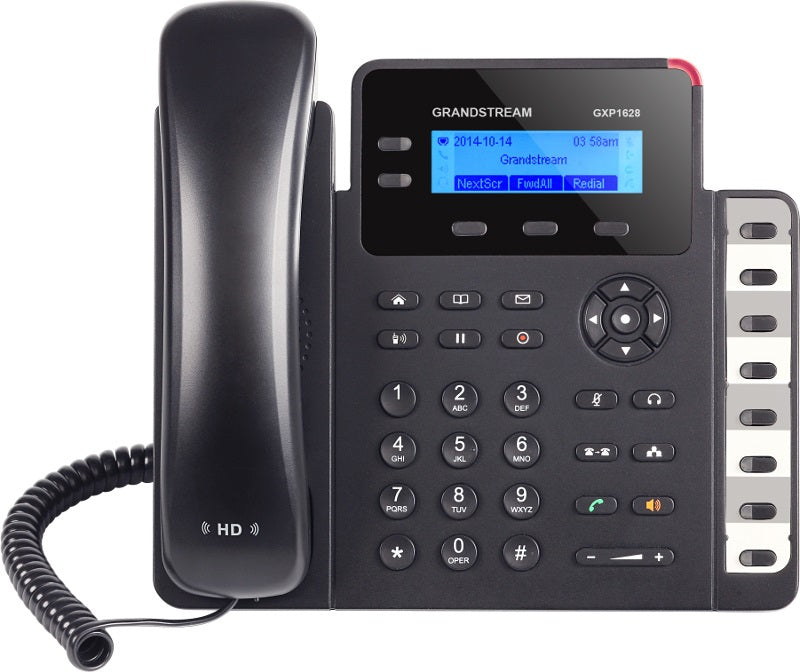 Grandstream GXP1628 2 Line IP Phone, 2 Sip Accounts, 132x48 Backlit Graphical Display, HD Audio, Dual-Switched Gigabit Ports, Powerable Via POE-0