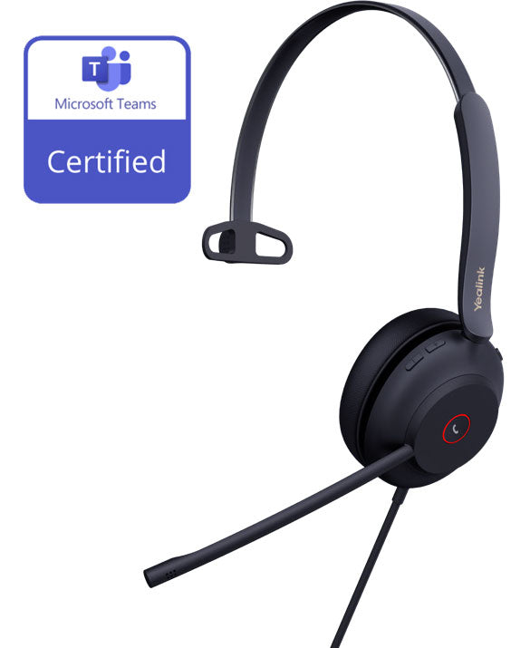 Yealink UH37 Teams Certified USB Wired Headset, Mono, USB-A 2.0, 35mm Speaker, Busylight, Leather Ear Cushion-0