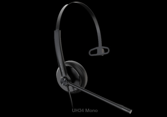 Yealink UH34 Mono Wideband Noise Cancelling Microphone - USB Connection, Leather Ear Cushions, Designed for Microsoft Teams-0