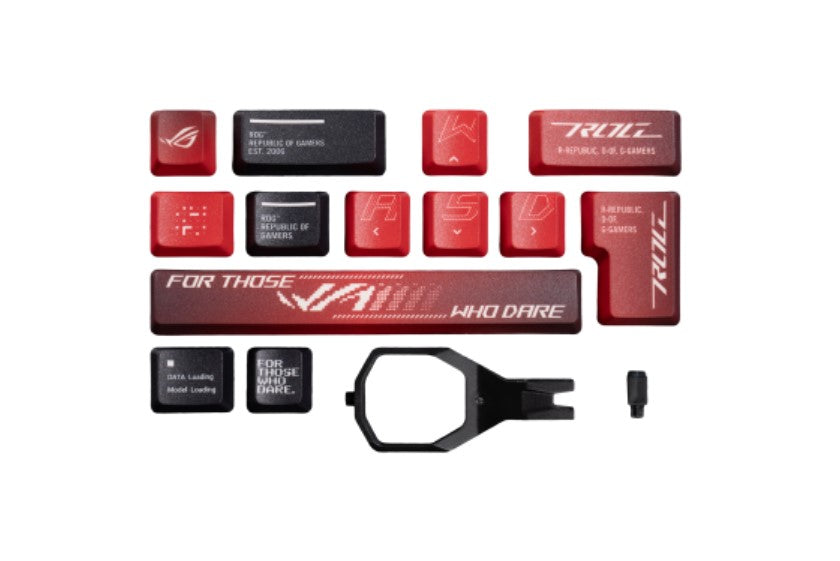ROG Dye-Sub PBT Keycaps for ROG NX switches are made of premium, durable PBT and feature dye-sublimated legends and stylish ROG elements.-0