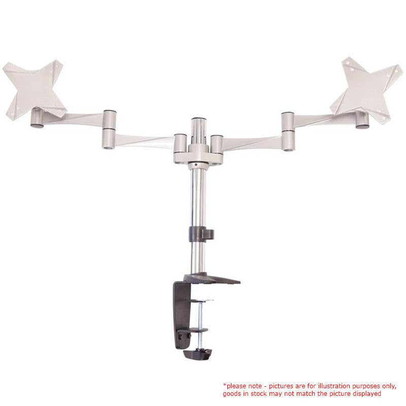 Astrotek Dual Monitor Arm Desk Mount Height Adjustable Stand for 2x LCD Display 23.8" 24" 27" 8kg 30° Tilt 180° Swivel 360° Pivot VESA 75x75 100x100-0