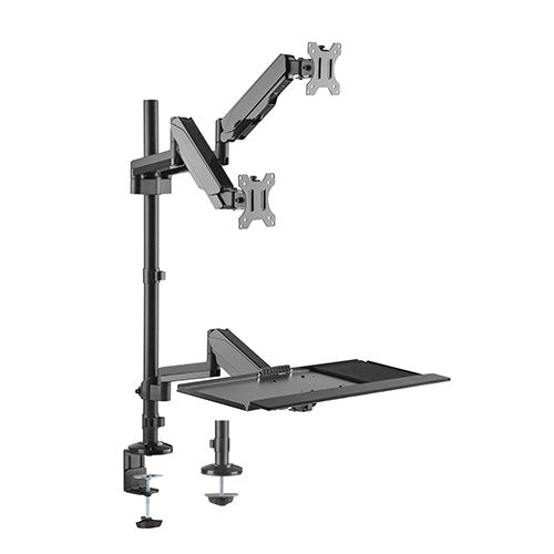 Brateck Gas Spring Sit-Stand Workstation Dual Monitors Mount Fit Most 17"-32" Moniters Up to 8kg per screen, 360° Screen Rotation-0