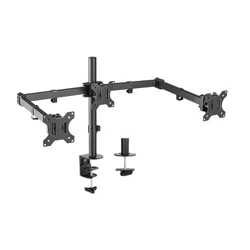 Brateck Triple Screens Economical Double Joint Articulating Steel Monitor Arms, Extended Arms  Free Rotated Double Joint,Fit Most 13"-27" Up to 7kg.-0