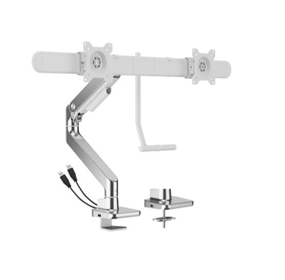 Brateck LDT81-C022UC-W NOTEWORTHY GAS SPRING DUAL MONITOR ARM WITH USB-A/USB-C PORTS Fit Most 17"-32" Monitor Fine Texture White(new)-0