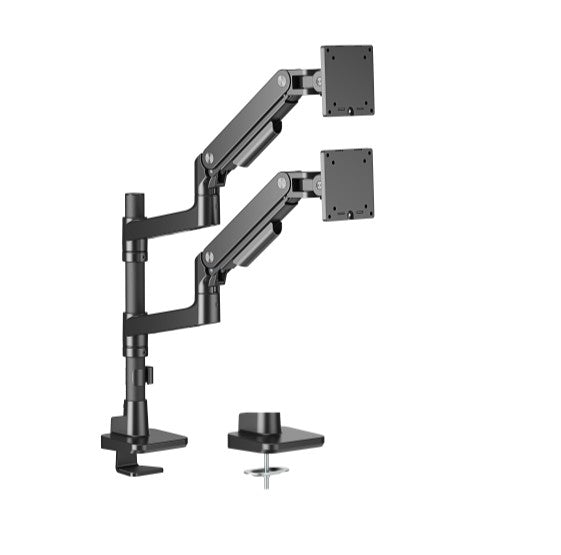 Brateck LDT81-C024P-B NOTEWORTHY POLE-MOUNTED HEAVY-DUTY GAS SPRING DUAL MONITOR ARM Fit Most 17"-49" Monitor Fine Texture Black(new)-0