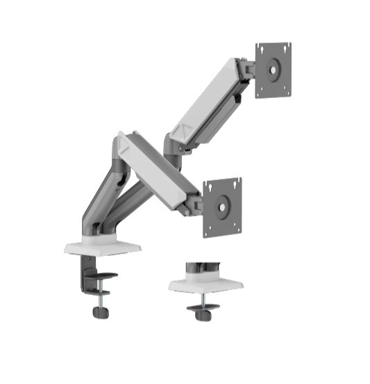 Brateck LDT88-C024 DUAL SCREEN RUGGED MECHANICAL SPRING MONITOR ARM For most 17"~32" Monitors, Space Grey  White (New)-0