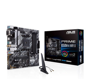 ASUS AMD B550M PRIME B550M-A WIFI II (Ryzen AM4) MicroATX Motherboard, Dual M.2, PCIe 4.0, Wi-Fi 6, 1 Gb Ethernet, HDMI, DVI-D, D-Sub, SATA 6G-0