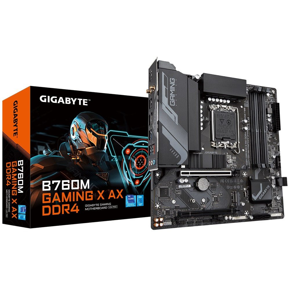 Gigabyte B760M Gaming X AX DDR4 Intel LGA 1700 m-ATX Motherboard, 4x DDR4 ~128GB, PCI-E x16, M.2, 4x SATA,  5x USB 3.2, 1x USB 2.0-0