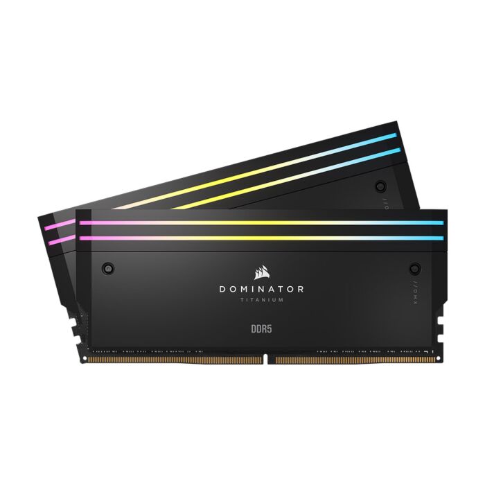 Corsair DOMINATOR® TITANIUM RGB 64GB (2x32GB) DDR5 DRAM 6400MT/s CL32 Intel XMP Memory Kit — Black-0