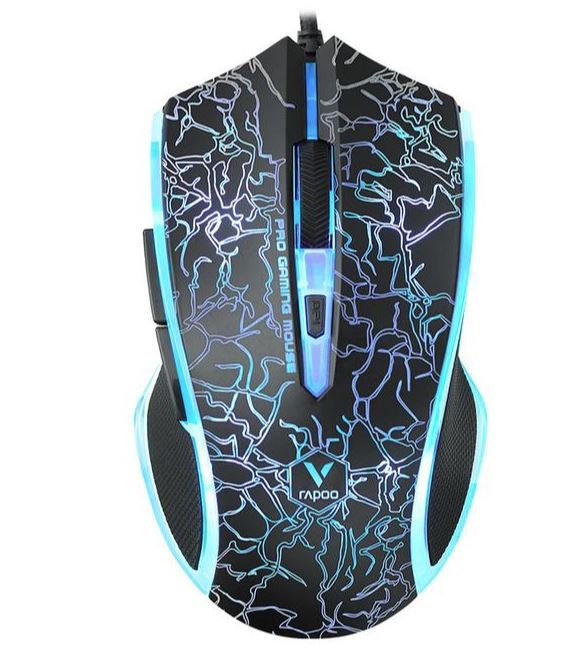 RAPOO V20S LED Optical Gaming Mouse Black - Up to 3000dpi 16m Colour 5 Programmable Buttons-0