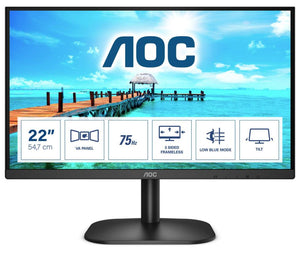 AOC 21.5" 22B2HN 1920x1080,  VA, 75Hz, HDMI 1.4, VGA, Tilt, Low Blue, Flicker Free, Ultra Slim, VESA 100mm, Tilt.   Home Office Monitor (LS-0
