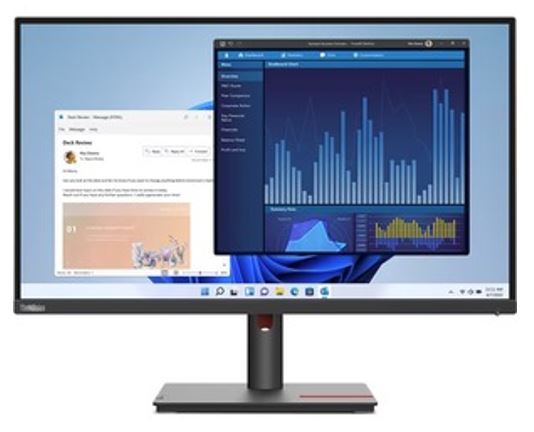 Lenovo ThinkVision T27P-30 27" UHD USB-C Monitor 4K 3840x2160 16_9 Height Adjustable Tilt Swivel Pivot DP HDMI USB-C 3xUSB3.2 Hub 3yr-0