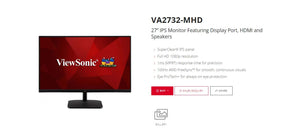 ViewSonic 27” Office Business, Super Clear IPS, 4ms 100hz, Ultra Slim Bezel, FHD, DP, HDMI, Adaptive Sync, Dual Speakers. VESA 100. 3Yrs AR. Monitor-0