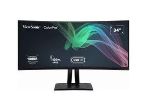 ViewSonic 34" ColorPro™ 21_9 Curved UWQHD 3440 x 1440, 90W USB-C, 100% sRGB, Delta E < 2 color Accuracy, Pre-calibrated Professional Designer Monitor-0