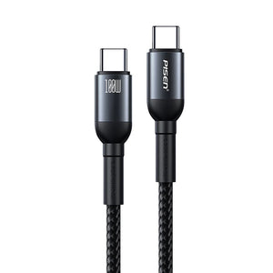 Pisen Braided USB-C to USB-C 100W PD Fast Charge Cable (1M) Black - Bend-Resistant, Samsung Galaxy,Apple iPhone,iPad,MacBook,Google,OPPO,Nokia,Laptop-0