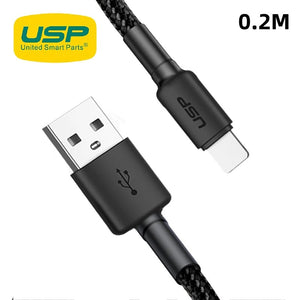 USP BoostUp Lightning to USB-A Cable (20cm) Black - Quick Charge  Connect, 2.4A Rapid Charge, Durable, Nylon Weaving, Apple iPhone/iPad/MacBook-0