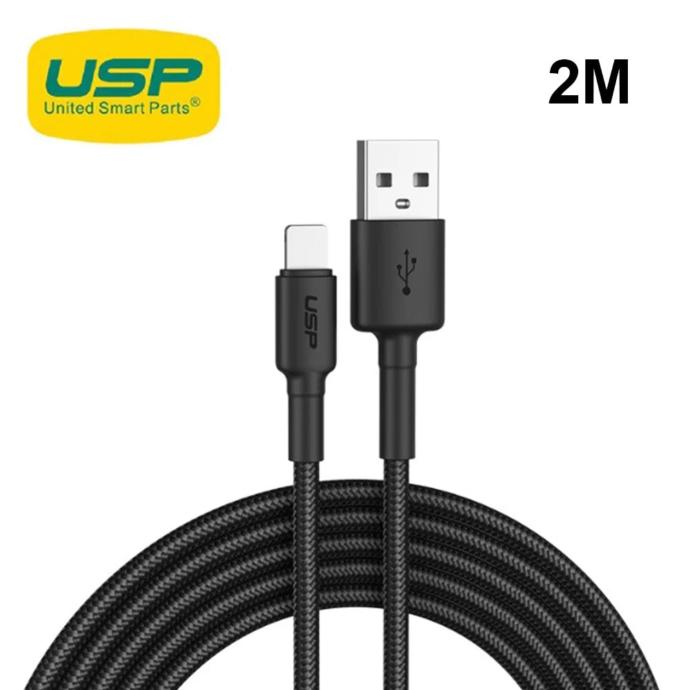 USP BoostUp Braided Lightning to USB-A Cable (2M) Black - Quick Charge  Connect, 2.4A Rapid Charge, Durable, Nylon Weaving, Apple iPhone/iPad/MacBook-0