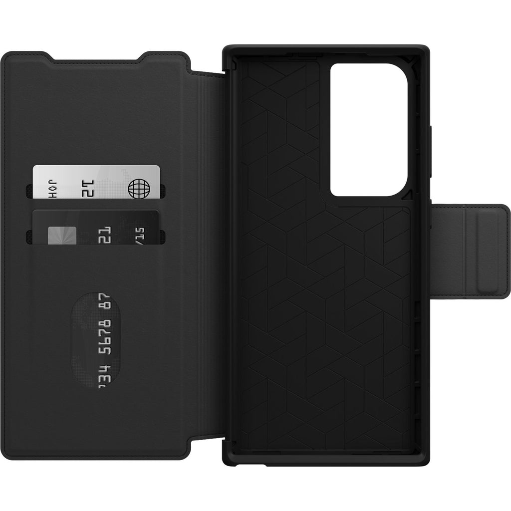 OtterBox Strada Samsung Galaxy S23 Ultra 5G (6.8") Case Black - (77-91185), DROP+ 3X Military Standard, Leather Folio Cover, Card Holder, Raised Edges-0