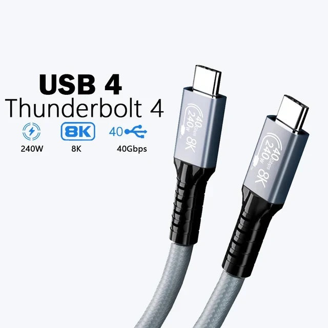 Pisen BoostUp Thunderbolt 4 USB-C to USB-C Cable (1M) Black - USB4 - 40Gbps,240W,8K/60Hz,4K Video Edit, Best for Laptop, iPhone, iPad, Samsung Galaxy-0