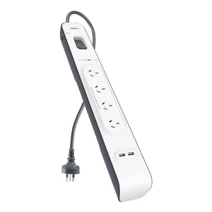Belkin BSV401 4-Outlet 2-Meter Surge Protection Strip with two 2.4 amp USB charging ports, Complete Three-line AC protection, CEW $20,000, Power Board-0