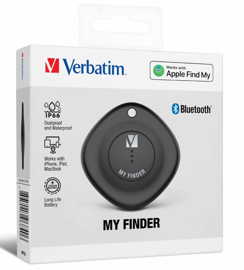 Verbatim 66929 Bluetooth Tracker My Finder Triple Pack - Black, Navy, Grey, IP66, works with Iphone, Ipad, Macbook, Long Life, Bluetooth Apple Find My-0