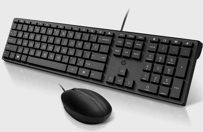 HP 225 USB Wired Keyboard Mouse Combo for Business - Full-Sized USB 3.0 Type-A Comfotable Reliable Ergonomic Plug  Play Over 50% Recycled Material-0