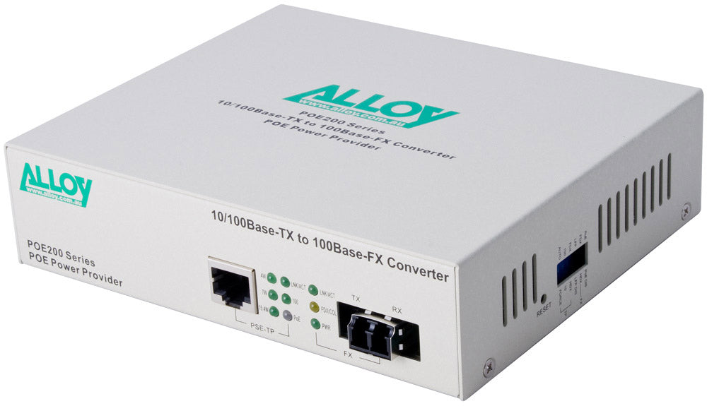 Alloy POE200LC 10/100Base-TX to 100Base-FX Multimode Fibre (LC) Converter, provides PoE power (RJ-45). 2km-0